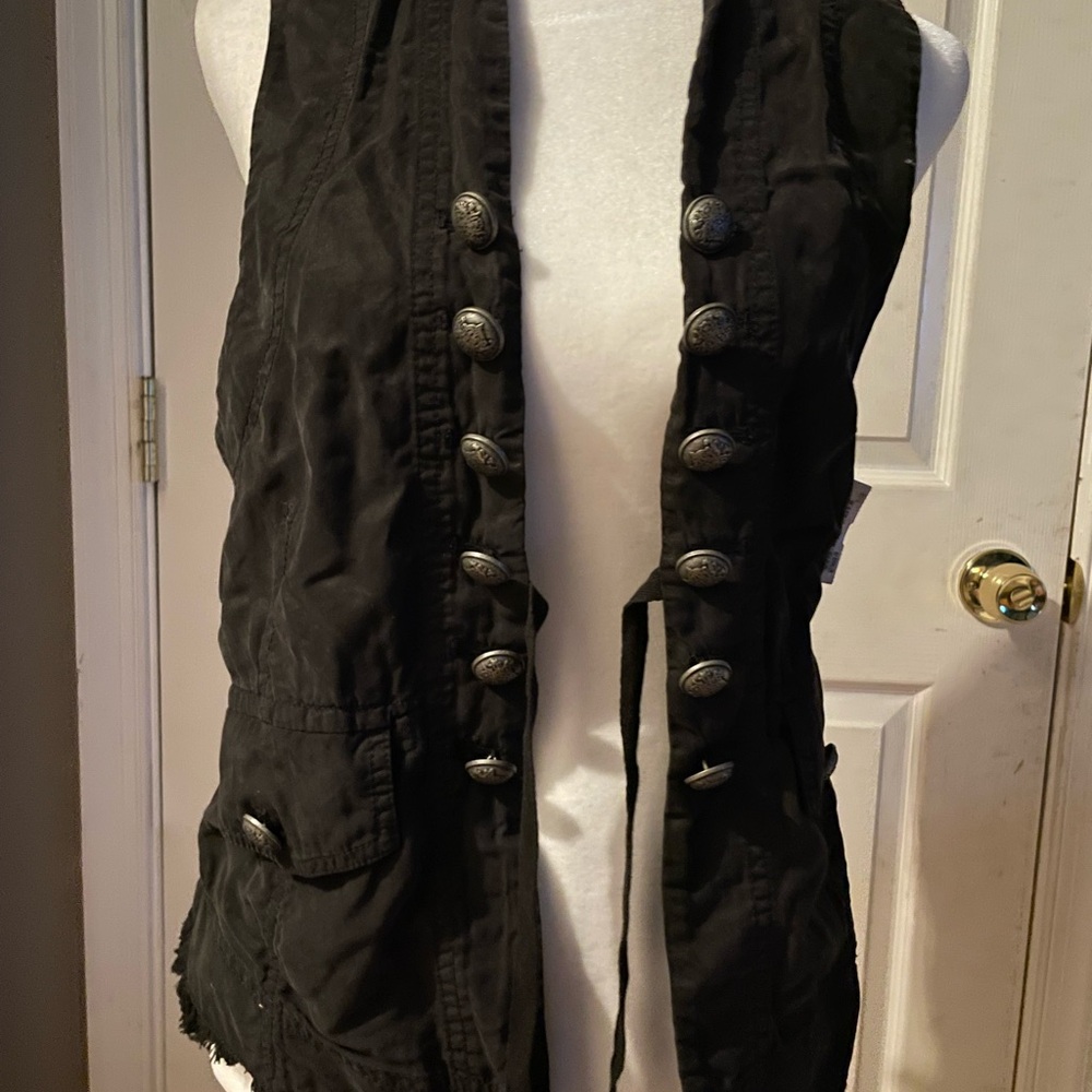 Women's Black Military style Buttoned Vest by Free People NWTS one of a kind